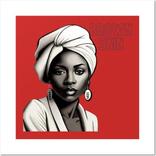 Brown Skin Head Wrap Sketch Beauty Posters and Art